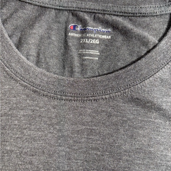 Champion Men's Dark Gray Tee with Blue Logo - Picture 4 of 5